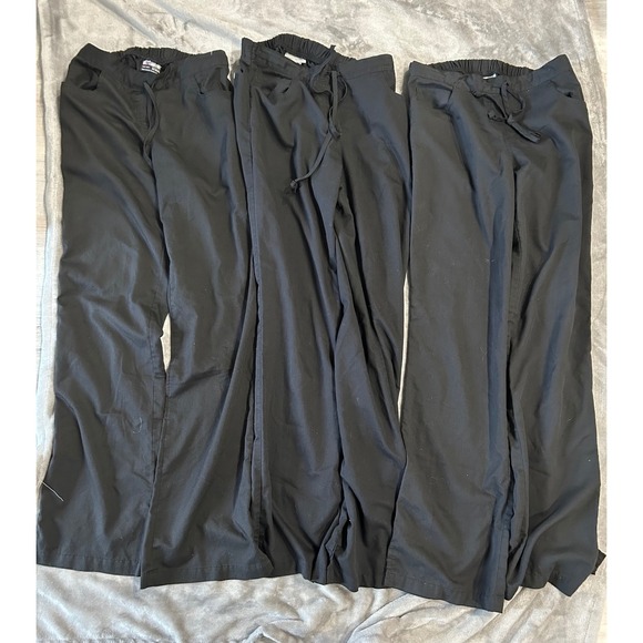 3 pairs Greys Anatomy Black Scrub Women XST Polyester Rayon Drawstring Waist - Picture 1 of 10